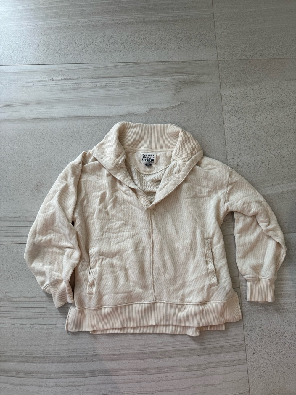American Eagle Outfitters Cream Shawl Collar Pullover Sweater
